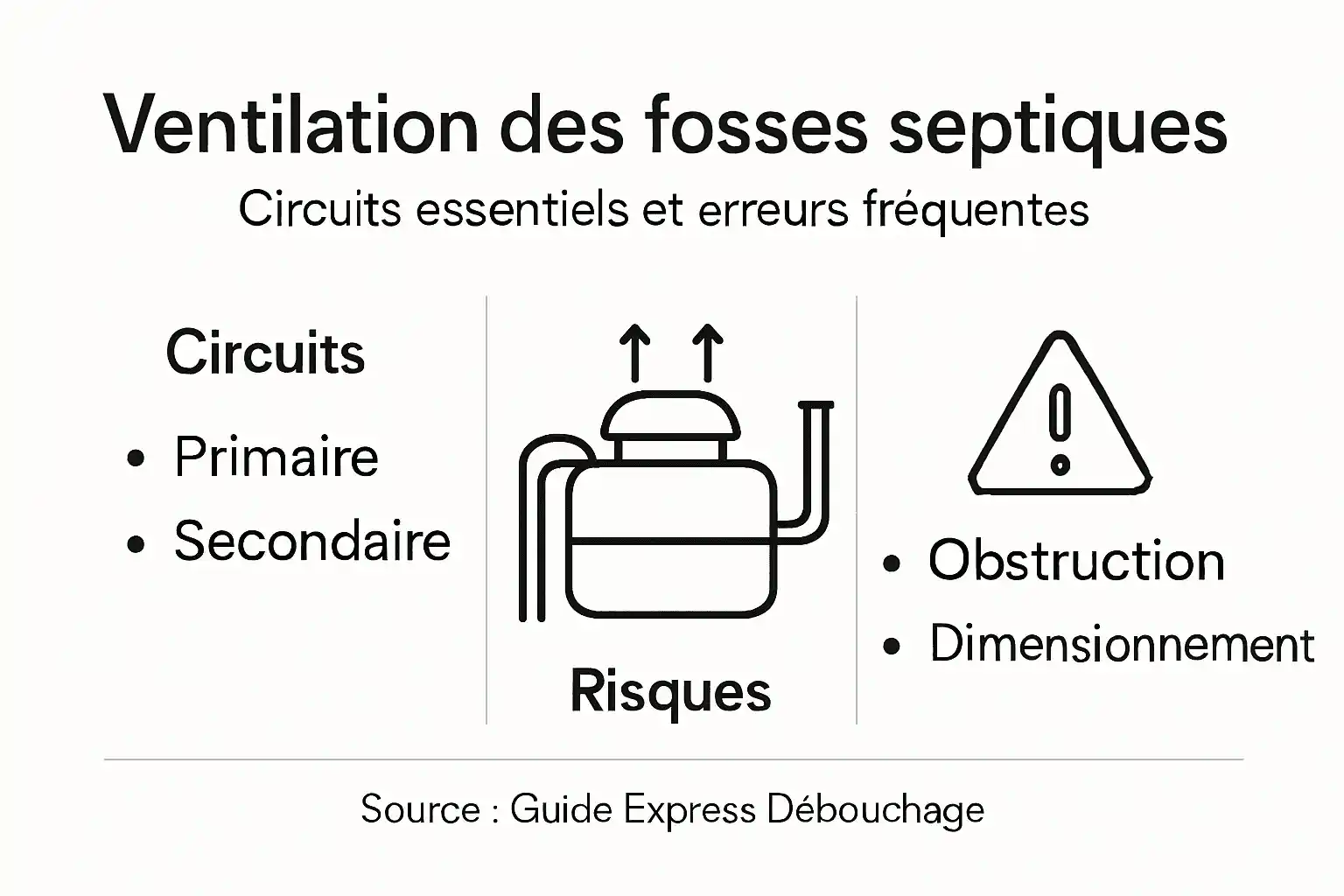 Découvrez en image les différents circuits de ventilation d’une fosse et les risques associés.