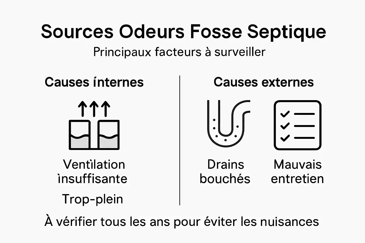 Infographie : les principales raisons des mauvaises odeurs dans une fosse septique
