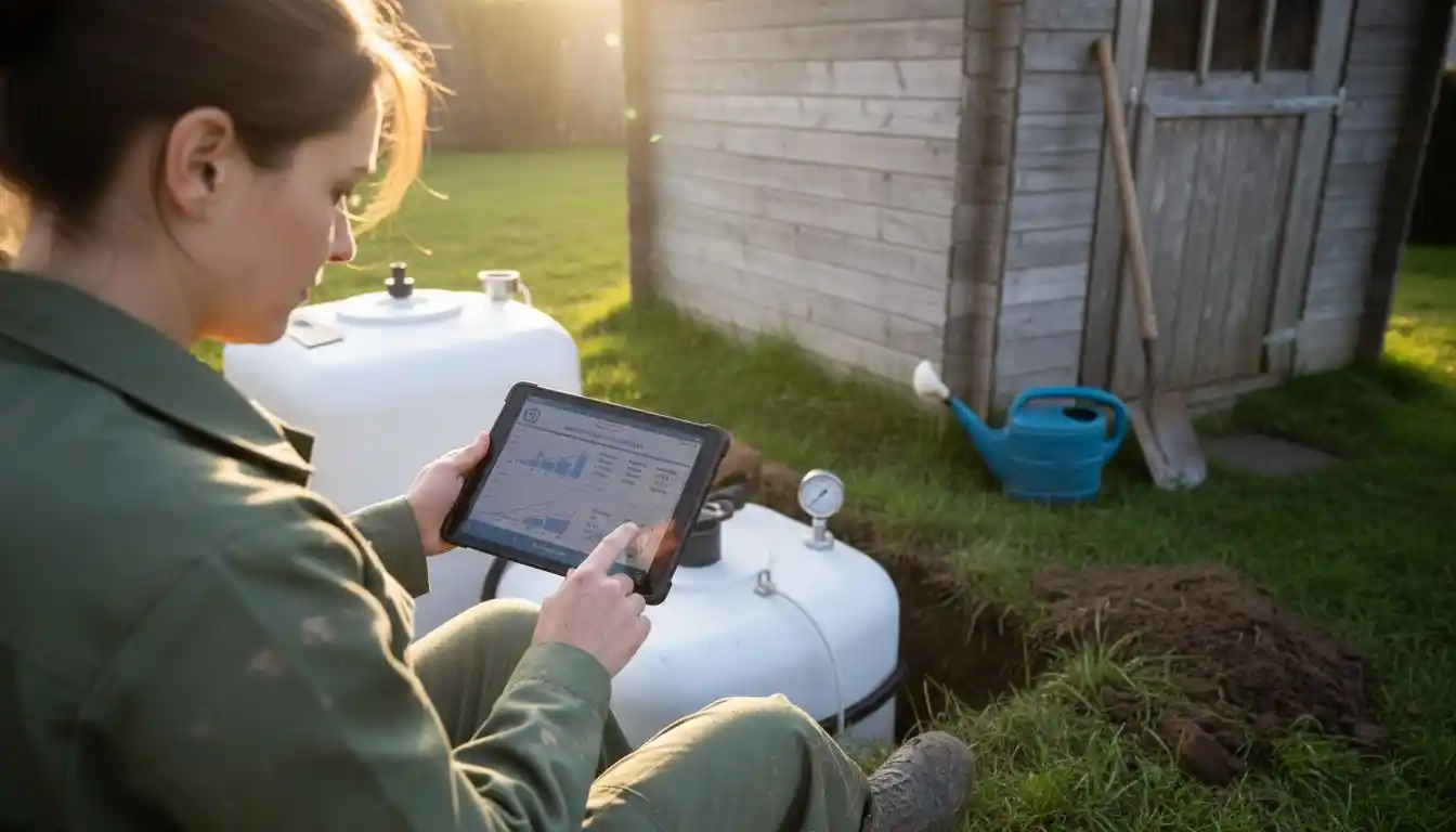 Inspection de la microstation réalisée sur tablette par une technicienne