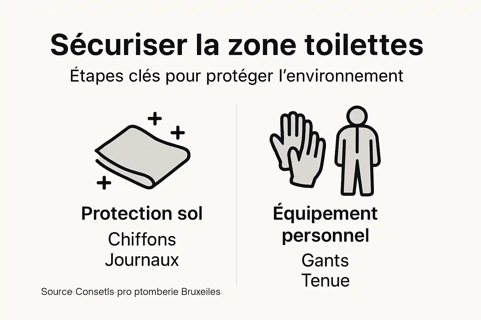 Visuel explicatif sur les bonnes pratiques de sécurisation lors du débouchage des WC