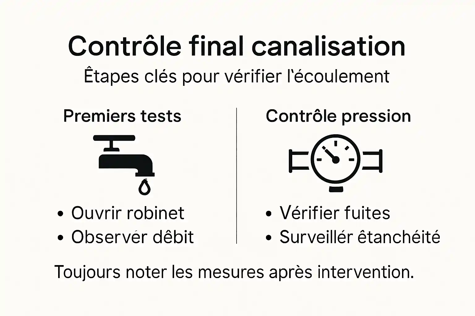 Visuel explicatif : les étapes clés pour contrôler l’efficacité d’un débouchage de canalisation